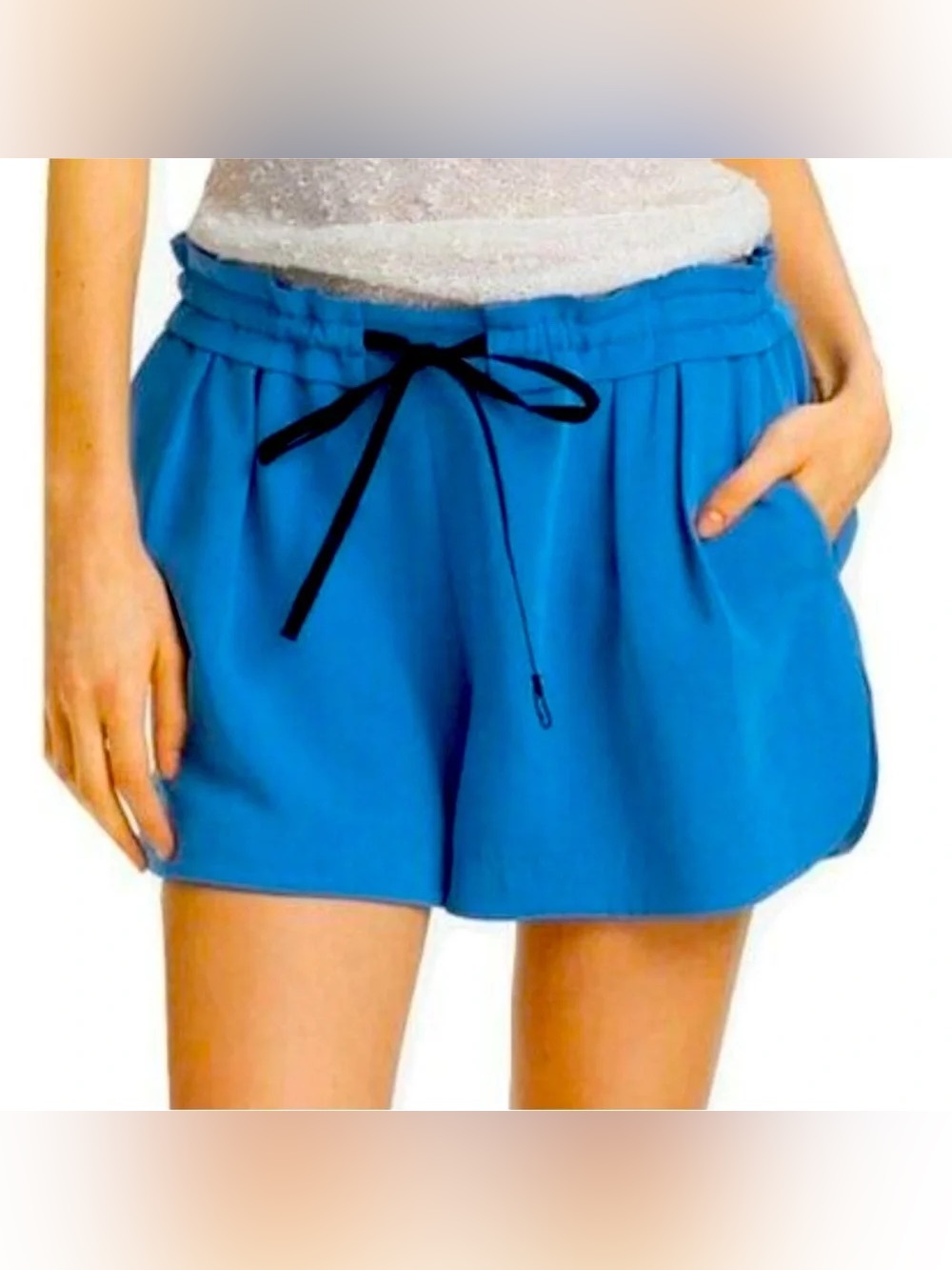 rag & bone Women’s Ivette Blue Crepe Drawstring Shorts Size S
